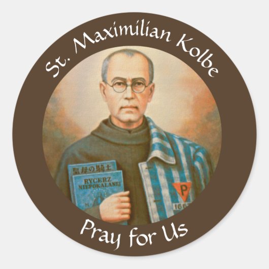 St. Maximilian Kolbe Feest Dag 14 augustus Ronde Sticker (Voorkant)
