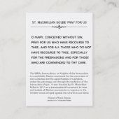 St. Maximilian Kolbe Militia Immaculata Heilige Ka Visitekaartje (Achterkant)