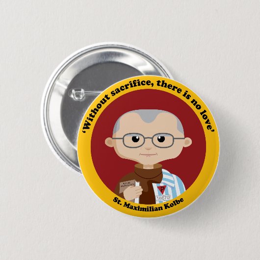 St. Maximilian Kolbe Ronde Button 5,7 Cm (Voorkant /achterkant)