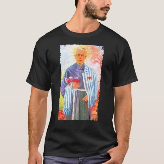 St Maximilian Kolbe Twee kronen Katholieke Sint T-shirt (Voorkant)