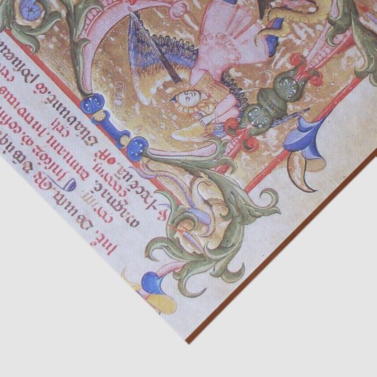 St. Michael Aartsengel Antiek Koorperkament Tissuepapier (Detail)