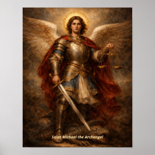 St. Michaël Aartsengel die de Duivelse Draak Overw Poster