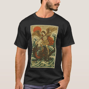St Michael Aartsengel Draak Japanse Stijl Katholie T-shirt