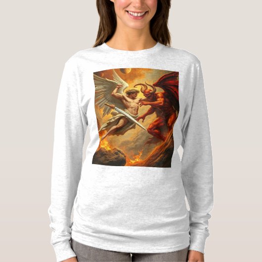 St Michael Aartsengel Lange Mouw Vrouwen T-shirt (Voorkant)