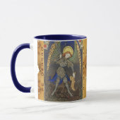 St.Michael aartsengel met duivel monogram perkamen Mok (Links)