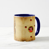 St.Michael aartsengel met duivel monogram perkamen Mok (Voorkant rechts)