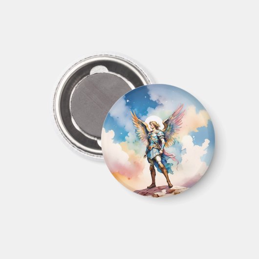 St Michael Aartsengel ronde magneet (Voorkant / Achterkant)