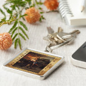 St Michael and the Dragon ,brown black Sleutelhanger (Zijkant)