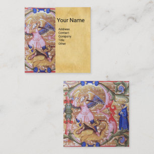 St. Michael Archangel Antiek Parchment Monogram B Vierkante Visitekaartje