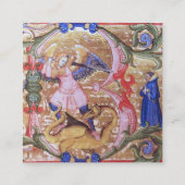 St. Michael Archangel Antiek Parchment Monogram B Vierkante Visitekaartje (Achterkant)