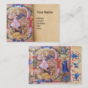 St. Michael Archangel Antiek Parchment Monogram B Visitekaartje