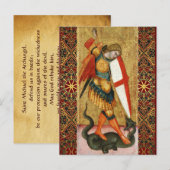 ST. MICHAEL ARCHANGEL EN DRAAK Sienese Gebed Feestdagenkaart (Voorkant / Achterkant)