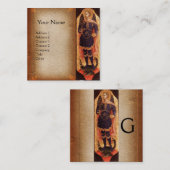 ST MICHAEL ARCHANGEL EN DRAGON Parchment Monogram Vierkante Visitekaartje (Voorkant / Achterkant)