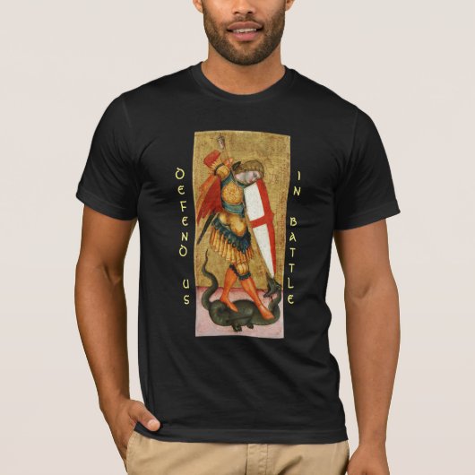 St. Michael Archangel en Dragon Sienese Black T-shirt (Voorkant)