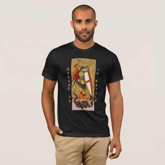 St. Michael Archangel en Dragon Sienese Black T-shirt (Voorkant volledig)