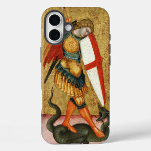 St. Michael Archangel en Dragon Sienese Prayer iPhone 16 Plus Hoesje