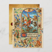 ST. MICHAEL ARCHANGEL EN DRAGON Vlaams Miniatuur Feestdagenkaart (Voorkant / Achterkant)