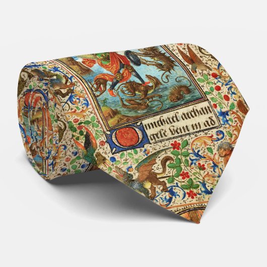 ST. MICHAEL ARCHANGEL EN DRAGON Vlaams Miniatuur Stropdas (Opgerold)