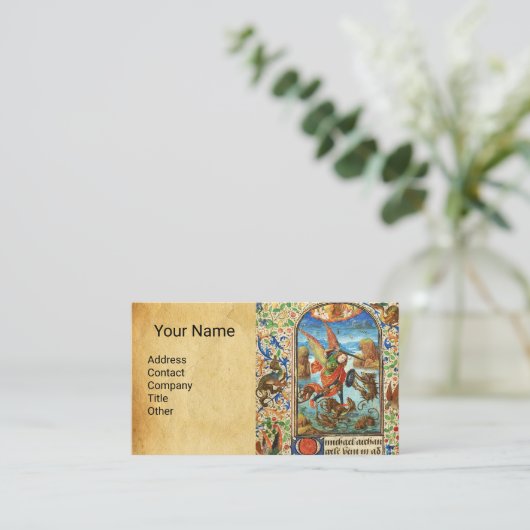 ST. MICHAEL ARCHANGEL EN DRAGON Vlaams Miniatuur Visitekaartje (Staand voorkant)