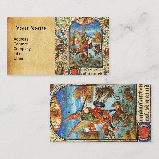 ST. MICHAEL ARCHANGEL EN DRAGON Vlaams Miniatuur Visitekaartje (Voorkant / Achterkant)