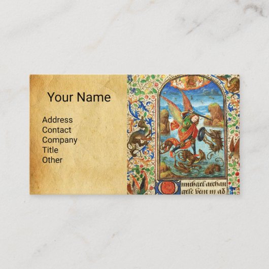 ST. MICHAEL ARCHANGEL EN DRAGON Vlaams Miniatuur Visitekaartje (Voorkant)