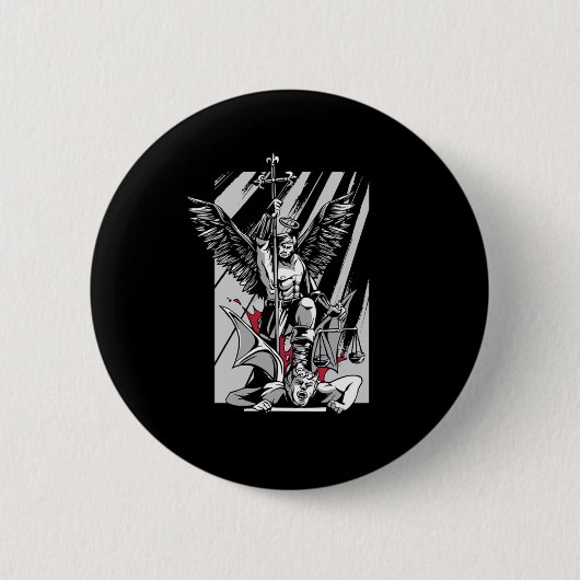 St Michael Archangel Evil Religion Faith Believer Ronde Button 5,7 Cm (Voorkant)