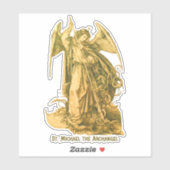 St. Michael Archangel Gold Renaissance Medieval Sticker (Vel)