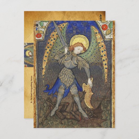 St. MICHAEL ARCHANGEL MET DEVIL Briefkaart (Voorkant / Achterkant)