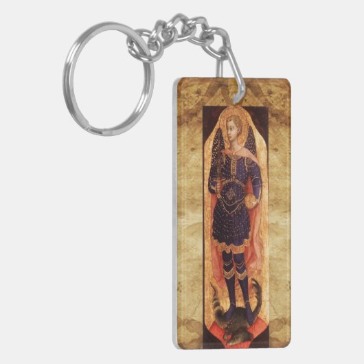 ST MICHAEL ARCHANGEL MET DRAGON Prayer Parchment Sleutelhanger (Voorkant Links)