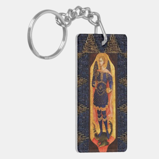 ST MICHAEL ARCHANGEL MET DRAGON Prayer Parchment Sleutelhanger (Voorkant Links)