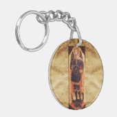 ST MICHAEL ARCHANGEL MET DRAGON Prayer Parchment Sleutelhanger (Voorkant Links)