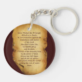 ST MICHAEL ARCHANGEL MET DRAGON Prayer Parchment Sleutelhanger (Achterkant)