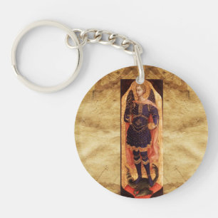 ST MICHAEL ARCHANGEL MET DRAGON Prayer Parchment Sleutelhanger