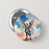 St Michael Archangel pin-knop Ronde Button 5,7 Cm (Voorkant /achterkant)