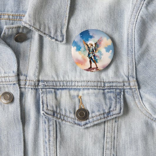 St Michael Archangel pin-knop Ronde Button 5,7 Cm (In situ)