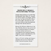 St. Michael Archangel Protection Katholieke Prayer Visitekaartje (Achterkant)