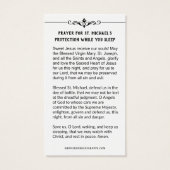 St. Michael Archangel Protection Katholieke Prayer Visitekaartje (Achterkant)