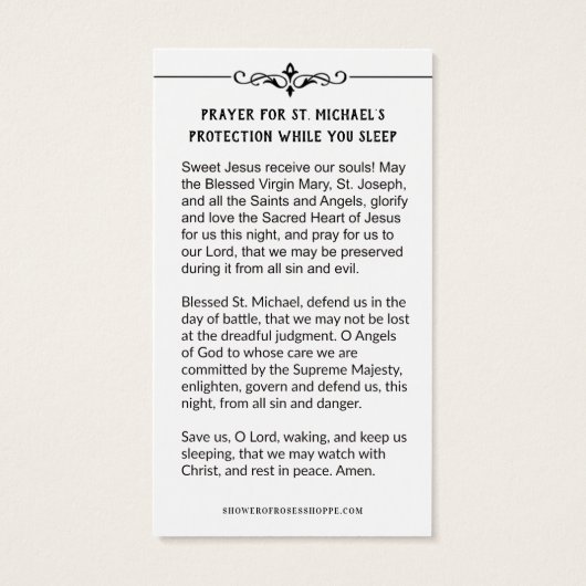 St. Michael Archangel Protection Katholieke Prayer Visitekaartje (Achterkant)