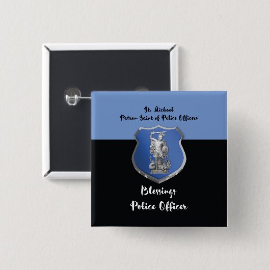 St. Michael Blessings aan nieuwe politieagent Vierkante Button 5,1 Cm (Voorkant /achterkant)