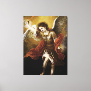 St Michael by Murillo Canvas Afdruk