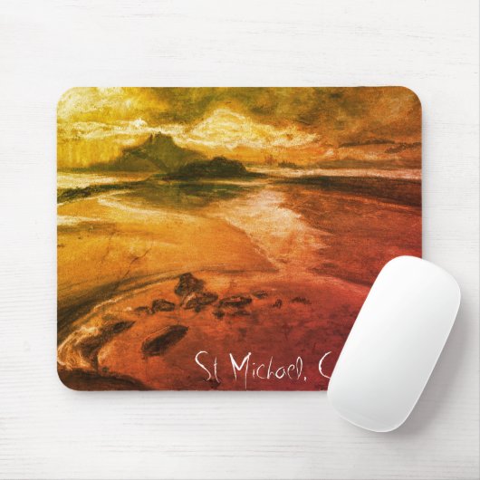St. Michael, Cornwall Beach Landscape Art Mousepad Muismat (Met muis)