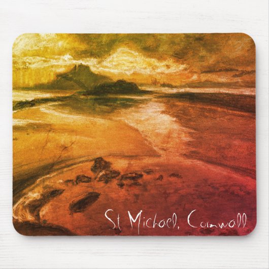 St. Michael, Cornwall Beach Landscape Art Mousepad Muismat (Voorkant)