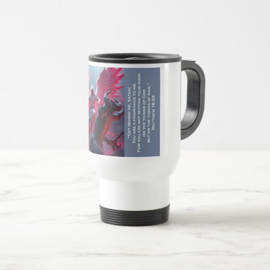 St. Michael de Aartsengel doodt Satan Travel Mug Reisbeker (Voorkant rechts)