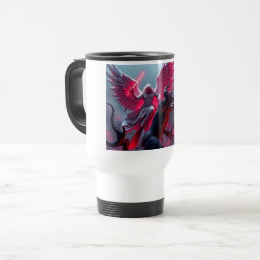St. Michael de Aartsengel doodt Satan Travel Mug Reisbeker (Voorkant links)