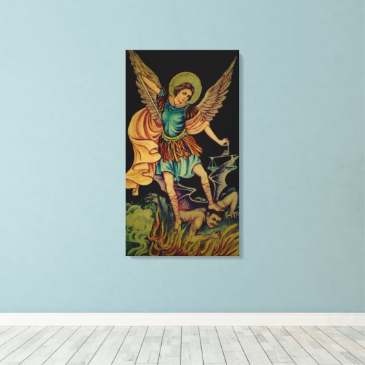 St. Michael de aartsengel gewikkeld canvas print (Insitu (Houten vloer))