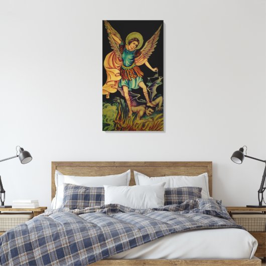 St. Michael de aartsengel gewikkeld canvas print (Insitu (Slaapkamer))