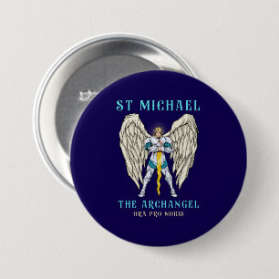 St. Michaël de Aartsengel Katholieke Gebedsknop Ronde Button 7,6 Cm