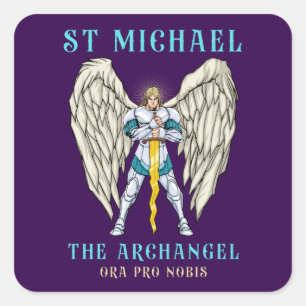 St Michaël de Aartsengel Katholieke Gebedsstickers Vierkante Sticker