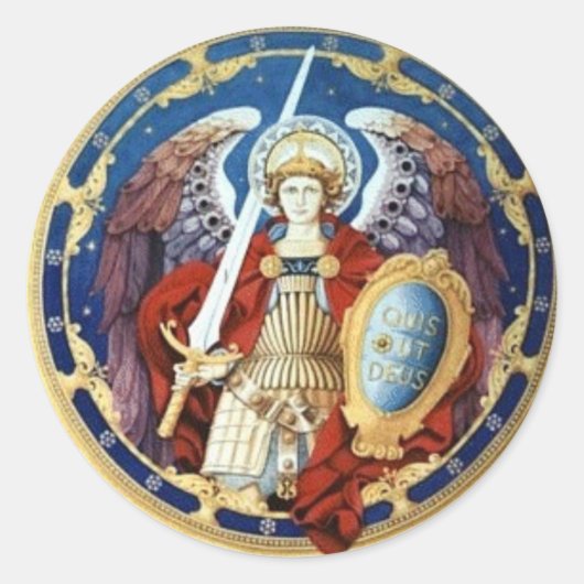 St. Michael de aartsengel ronde Sticker (Voorkant)