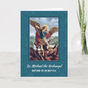 St. Michael de Aartsengel verdedigt ons in Slag Kaart